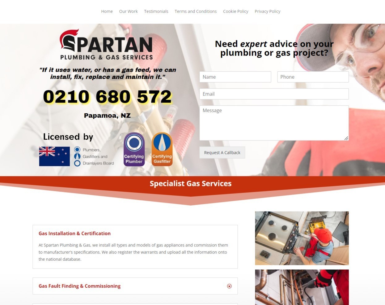 Spatan Plumbing & Gas Website.